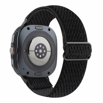 Elastische solo loop nylon bandje - Zwart - Samsung Galaxy Watch 8 Classic - 46mm