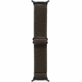 Elastische solo loop nylon bandje - Bruin met donkergroen - Samsung Galaxy Watch 8 Classic - 46mm