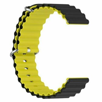 Ocean Style siliconen bandje - Zwart / geel - Huawei Watch GT 6 / GT 6 pro - 46mm