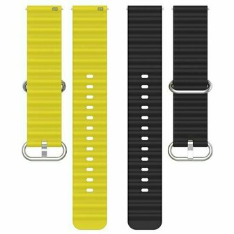 Ocean Style siliconen bandje - Zwart / geel - Huawei Watch GT 6 / GT 6 pro - 46mm