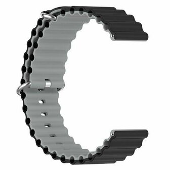 Ocean Style siliconen bandje - Zwart / grijs - Huawei Watch GT 6 / GT 6 pro - 46mm