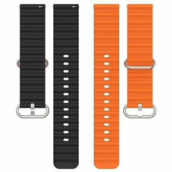 Ocean Style siliconen bandje - Oranje / zwart - Huawei Watch GT 6 / GT 6 pro - 46mm