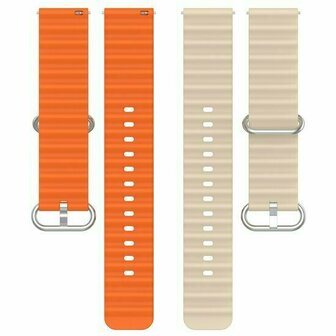 Ocean Style siliconen bandje - Beige / oranje - Huawei Watch GT 6 / GT 6 pro - 46mm