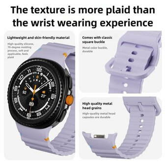 Classic Wave siliconen band - Donkerblauw - Samsung Galaxy Watch 8 Classic - 46mm