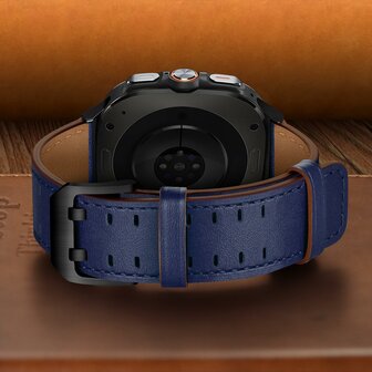 Leren band met twin gesp - Blauw - Samsung Galaxy Watch Ultra - 47mm