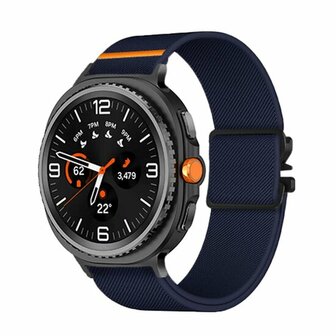Nylon bandje met Parachute sluiting - Donkerblauw - Samsung Galaxy Watch 8 Classic - 46mm
