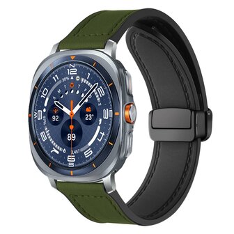 Leer + siliconen bandje - Groen - Samsung Galaxy Watch Ultra - 47mm