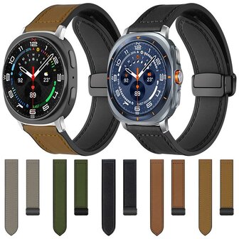Leer + siliconen bandje - Grijs - Samsung Galaxy Watch 8 - 40mm / 44mm