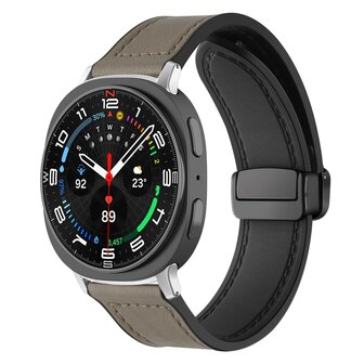 Leer + siliconen bandje - Grijs - Samsung Galaxy Watch 8 Classic - 46mm