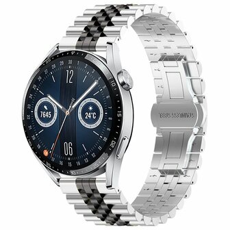 Stalen band - Zilver / zwart - Huawei Watch GT 6 / GT 6 pro - 46mm
