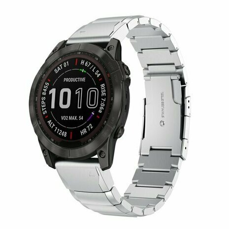 Stainless steel schakelband - Zilver - Garmin Quatix 8 - 47mm
