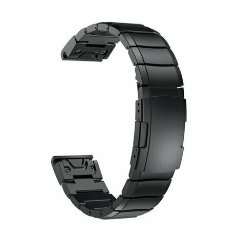 Stainless steel schakelband - Zwart - Garmin Quatix 8 - 47mm