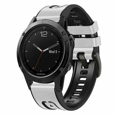 leer + siliconen bandje - Wit - Garmin Quatix 8 - 47mm
