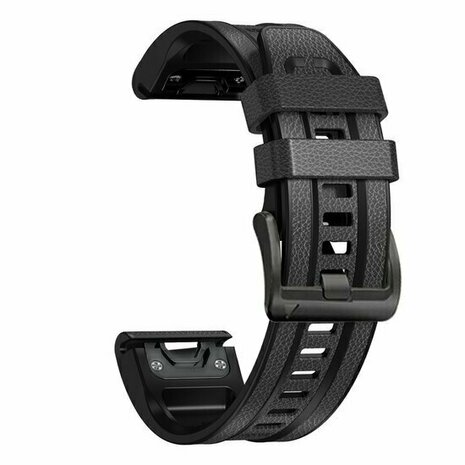 leer + siliconen bandje - Donkergrijs - Garmin Quatix 8 - 47mm