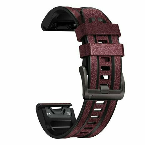 leer + siliconen bandje - Bordeaux - Garmin Quatix 8 - 47mm