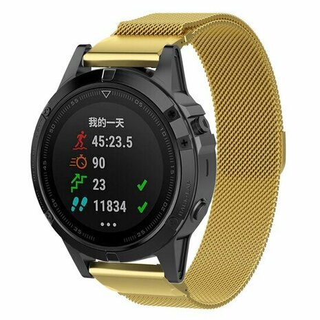 Milanese bandje - Goud - Garmin Quatix 8 - 51mm