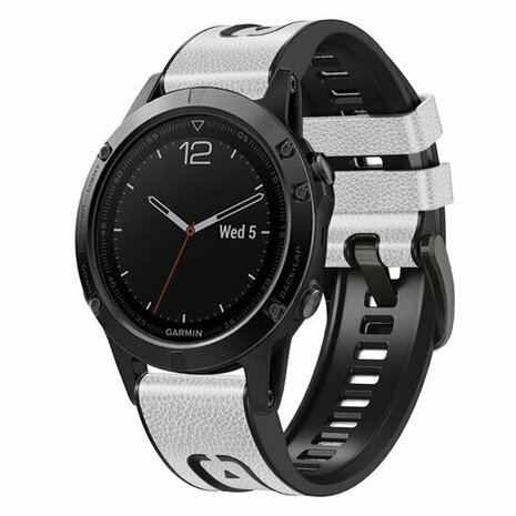 leer + siliconen bandje - Wit - Garmin Quatix 8 - 51mm