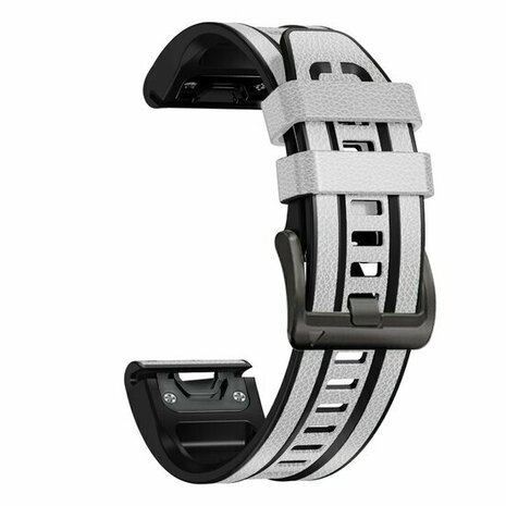leer + siliconen bandje - Wit - Garmin Quatix 8 - 51mm