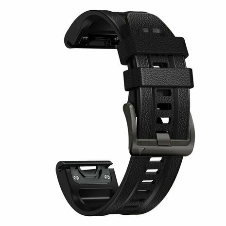 leer + siliconen bandje - Zwart - Garmin Quatix 8 - 51mm