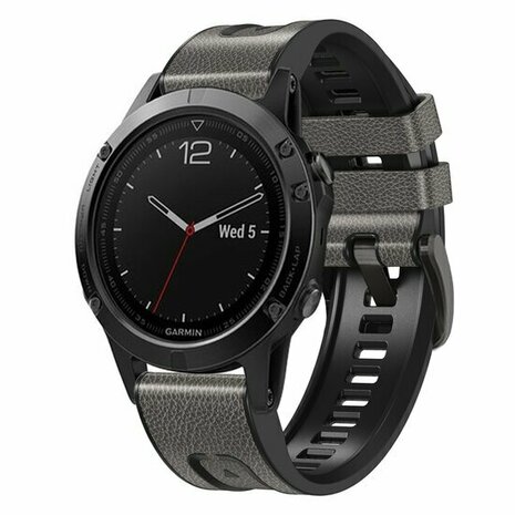 leer + siliconen bandje - Grijs - Garmin Quatix 8 - 51mm