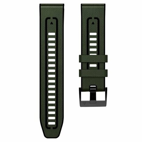 leer + siliconen bandje - Groen - Garmin Quatix 8 - 51mm