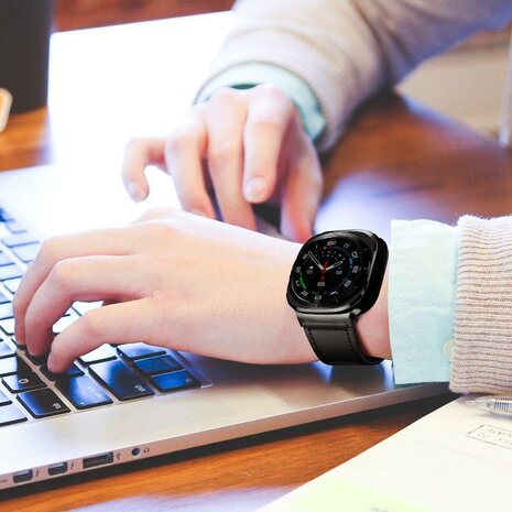 Classic leren band - Zwart - Samsung Galaxy Watch 8 - 40mm / 44mm