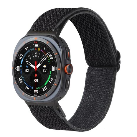 Elastische solo loop nylon bandje - Zwart - Samsung Galaxy Watch 8 - 40mm / 44mm