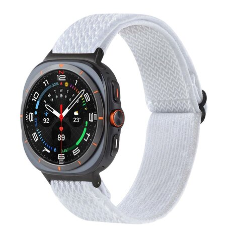 Elastische solo loop nylon bandje - Wit - Samsung Galaxy Watch 8 - 40mm / 44mm
