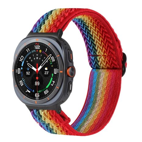 Elastische solo loop nylon bandje - Regenboog - Samsung Galaxy Watch 8 - 40mm / 44mm