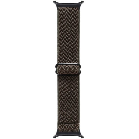 Elastische solo loop nylon bandje - Bruin met donkergroen - Samsung Galaxy Watch 8 - 40mm / 44mm