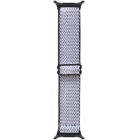 Elastische solo loop nylon bandje - Wit met zwart - Samsung Galaxy Watch 8 - 40mm / 44mm