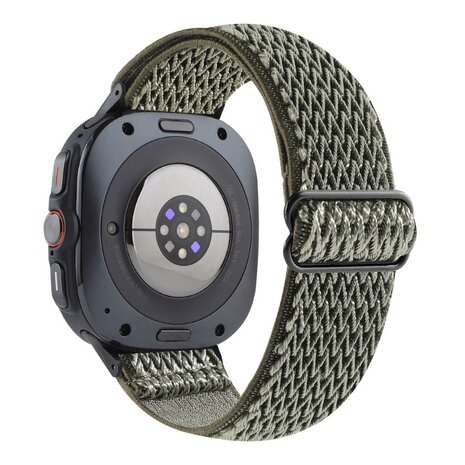 Elastische solo loop nylon bandje - Donkergroen - Samsung Galaxy Watch 8 - 40mm / 44mm