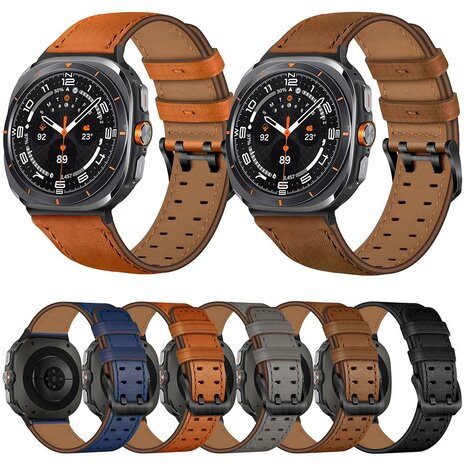 Leren band met twin gesp - Zwart - Samsung Galaxy Watch 8 - 40mm / 44mm