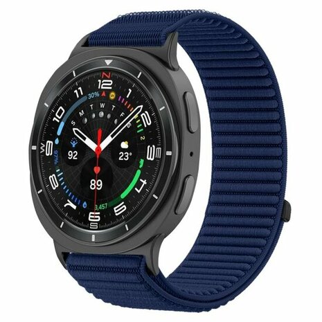 Nylon ribbelbandje - Donkerblauw - Samsung Galaxy Watch 8 Classic - 46mm
