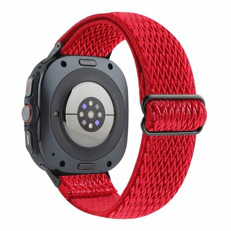 Elastische solo loop nylon bandje - Rood - Samsung Galaxy Watch 8 Classic - 46mm