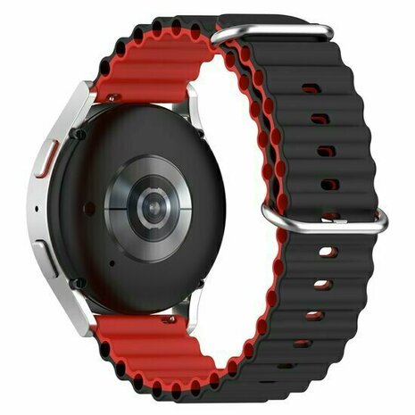 Ocean Style siliconen bandje - Zwart / rood - Huawei Watch GT 6 / GT 6 pro - 46mm