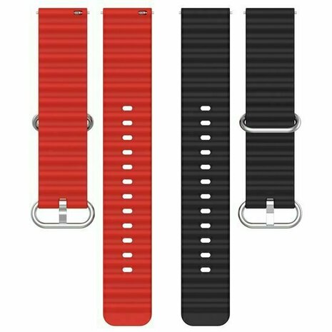 Ocean Style siliconen bandje - Zwart / rood - Huawei Watch GT 6 / GT 6 pro - 46mm
