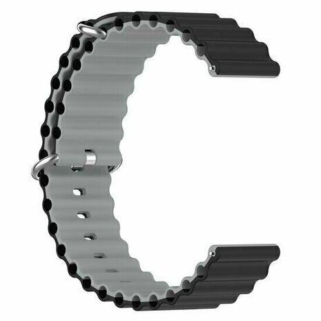 Ocean Style siliconen bandje - Zwart / grijs - Huawei Watch GT 6 / GT 6 pro - 46mm