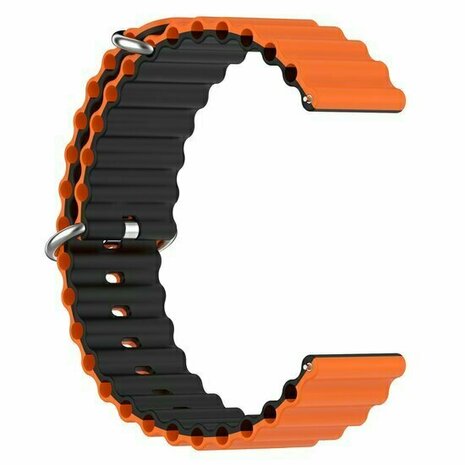 Ocean Style siliconen bandje - Oranje / zwart - Huawei Watch GT 6 / GT 6 pro - 46mm