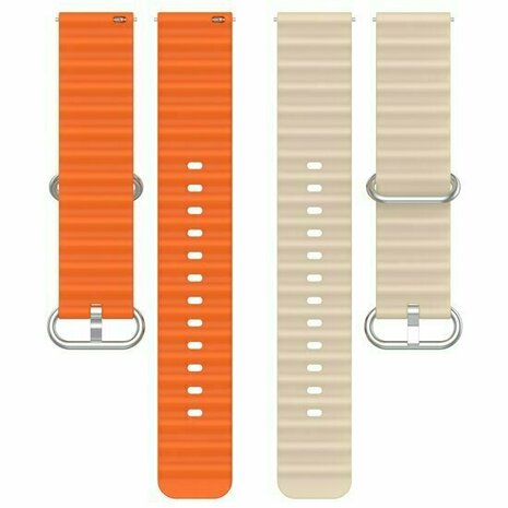 Ocean Style siliconen bandje - Beige / oranje - Huawei Watch GT 6 / GT 6 pro - 46mm