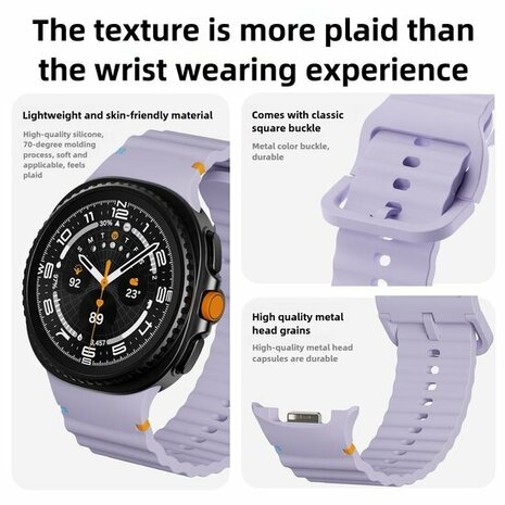 Classic Wave siliconen band - Paars - Samsung Galaxy Watch 8 Classic - 46mm