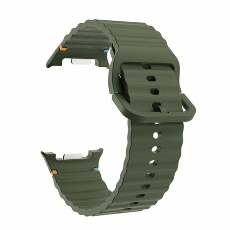 Classic Wave siliconen band - Donkergroen - Samsung Galaxy Watch 8 Classic - 46mm