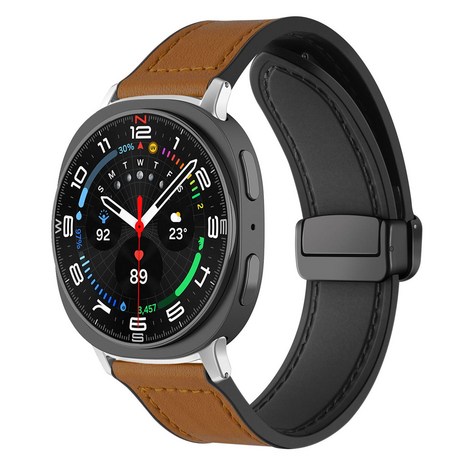 Leer + siliconen bandje - Bruin - Samsung Galaxy Watch 8 - 40mm / 44mm