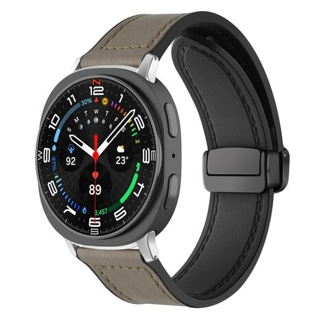 Leer + siliconen bandje - Grijs - Samsung Galaxy Watch 8 - 40mm / 44mm