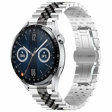 Stalen band - Zilver / zwart - Huawei Watch GT 6 / GT 6 pro - 46mm