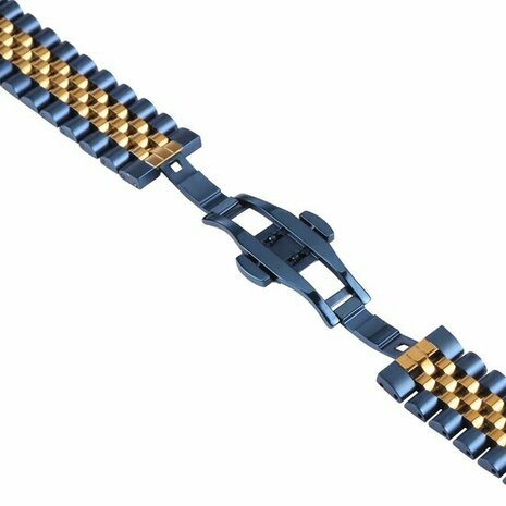 Stalen band - Donkerblauw met goud - Huawei Watch GT 6 / GT 6 pro - 46mm