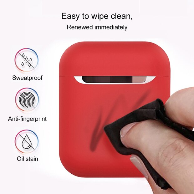 AirPods 1/2 hoesje Liquid series - Siliconen - Rood - Schokbestendig