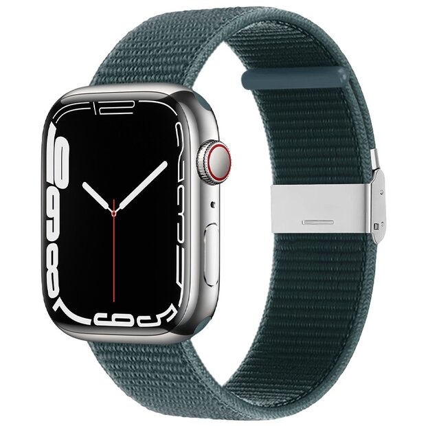 Nylon bandje met klemsluiting - Donkergroen - Geschikt voor Apple Watch 38mm / 40mm / 41mm / 42mm