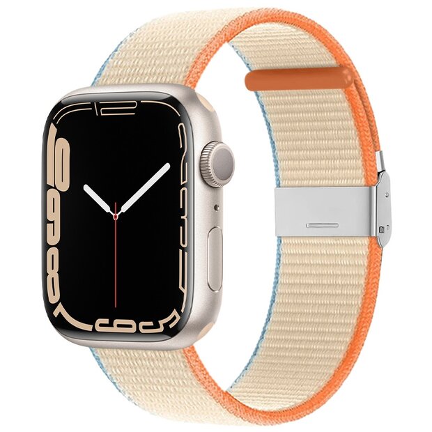 Nylon bandje met klemsluiting - Beige - Geschikt voor Apple Watch 38mm / 40mm / 41mm / 42mm