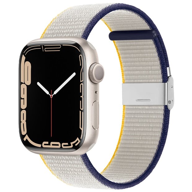 Nylon bandje met klemsluiting - Wit - Geschikt voor Apple Watch 38mm / 40mm / 41mm / 42mm